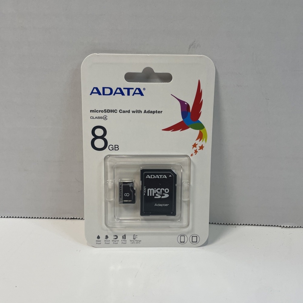 ADATA MicroSDHC Card 8GB Black Class 4‎ Memory Card with Adapter AUSDH8GCL4-RA1